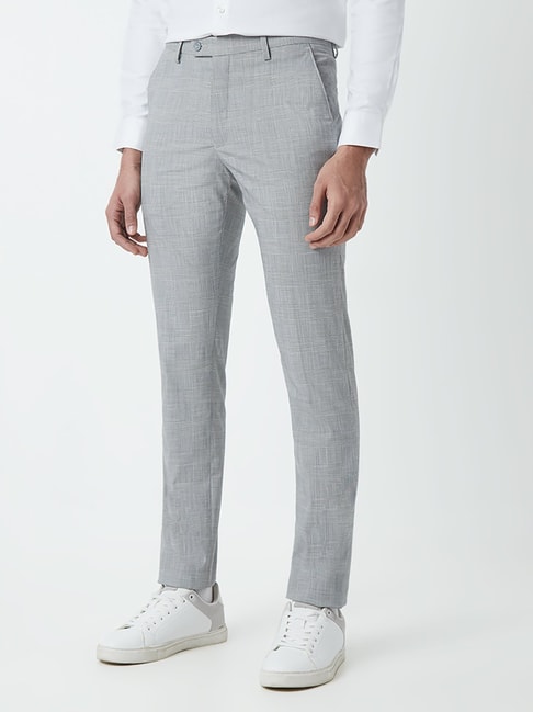 Buy Men Textured Ultra Slim Fit Formal Trousers from Max at just INR 10490