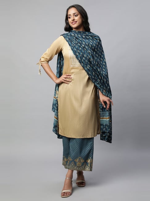 Aurelia Blue Printed Dupatta