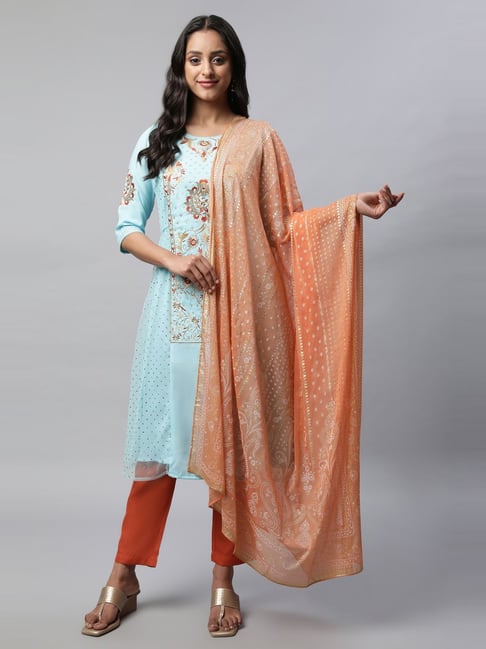 Aurelia Orange Printed Dupatta