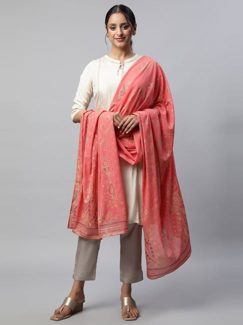 Aurelia Pink Printed Dupatta