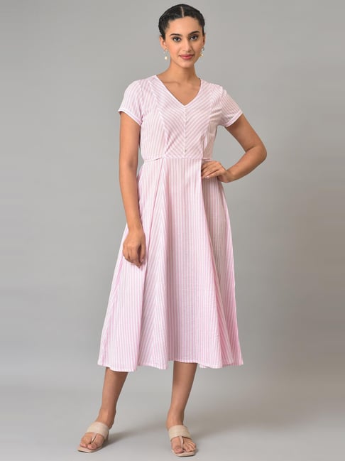 pink midi skater dress Amaris | PINK Embellished Floral Bandeau Skater Midi Dress