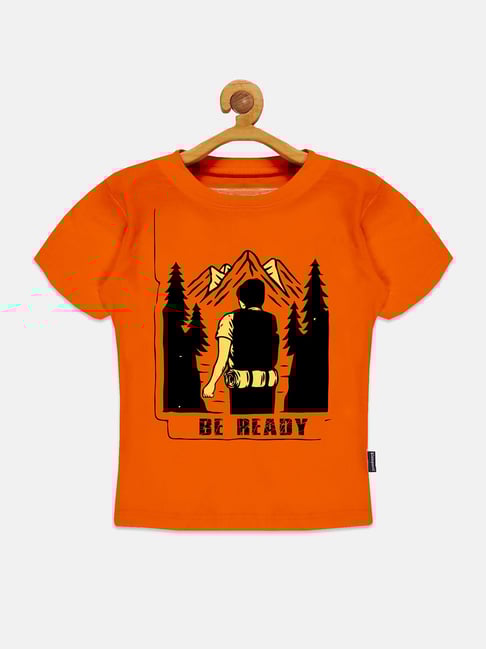 Kiddopanti Kids Orange Printed T-Shirt-picture-13
