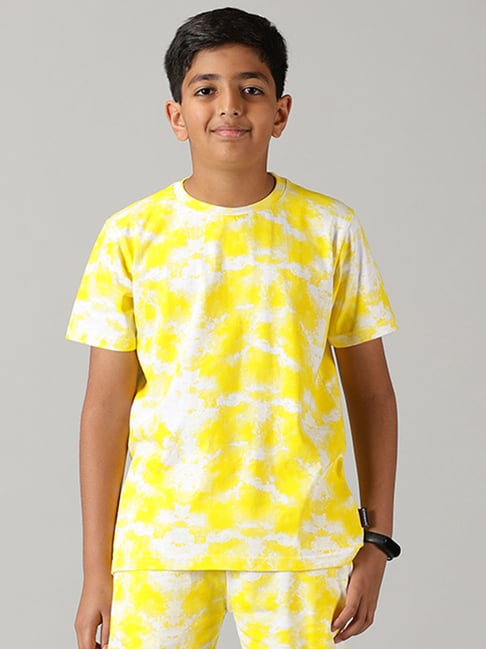 Kiddopanti Kids Yellow & White Printed T-Shirt-picture-19
