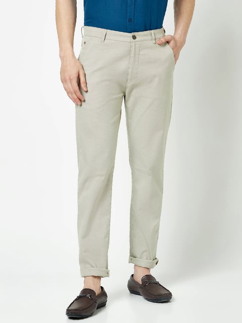 Crimsoune Club Light Grey Slim Fit Flat Front Trousers