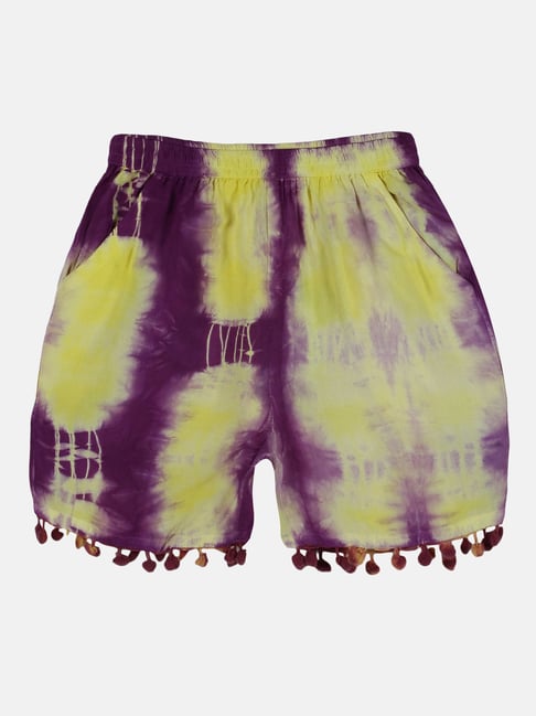 Kiddopanti Kids Yellow Lilac Tie Dye Shorts
