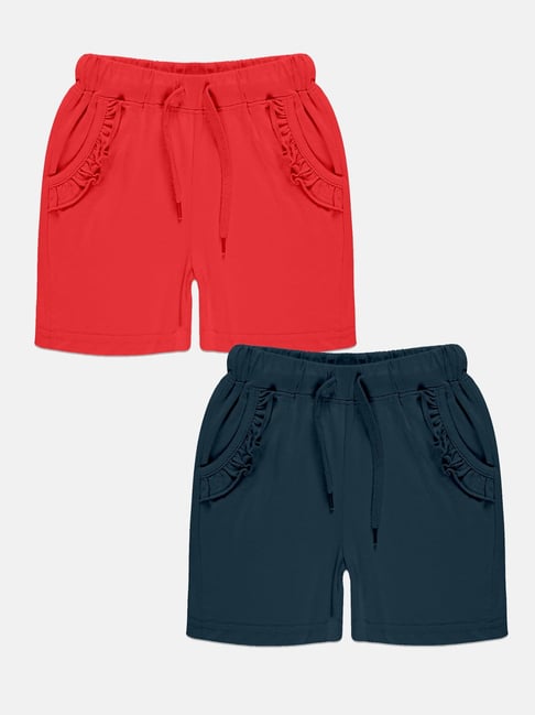 Kiddopanti Kids Navy & Red Solid Shorts (Pack Of 2)-picture-48