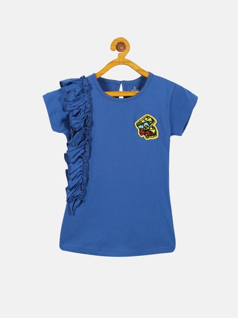 Kiddopanti Kids Royal Blue Solid T-Shirt-picture-34