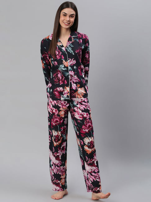 Cation Black Printed Shirt With Pyjamas-picture-25