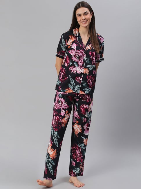 Buy Cation Black Printed Shirt With Pyjamas for Women's Online @ Tata CLiQ