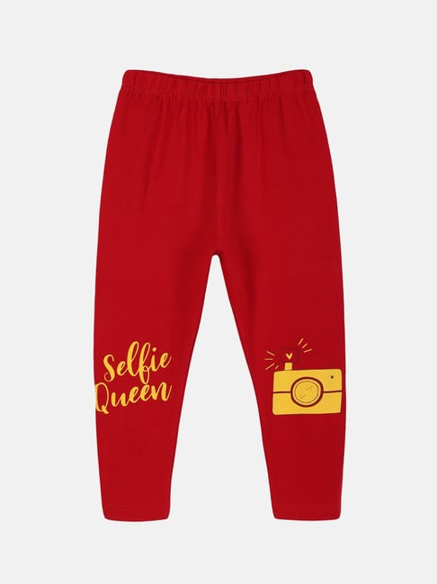 Buy Kiddopanti Kids Red Printed Leggings for Girls Clothing Online