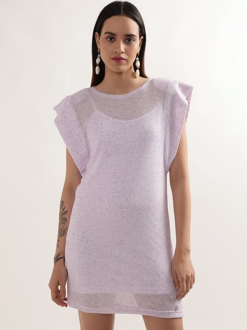 Elle Lilac Cotton Shift Dress-picture-27