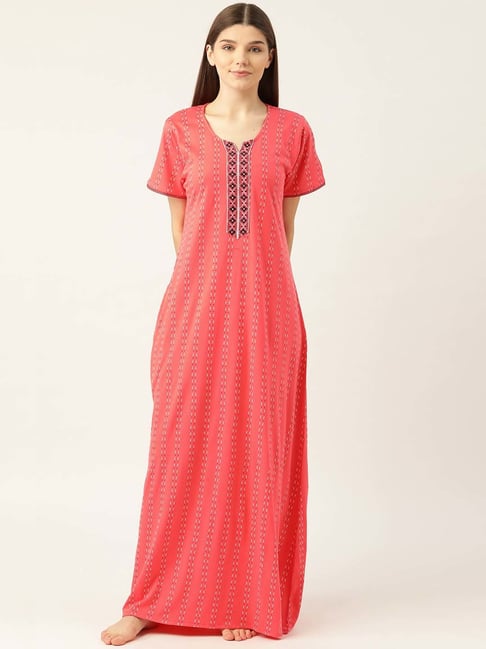 Sweet Dreams Coral Cotton Printed Night Gown