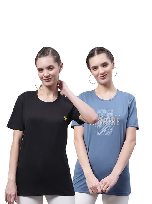 Vimal Jonney Black & Blue Cotton Graphic Print T-Shirt (Pack Of 2)-picture-21