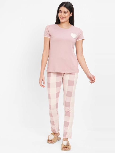 Sweet Dreams Pink Cotton Printed Top Pyjama Set