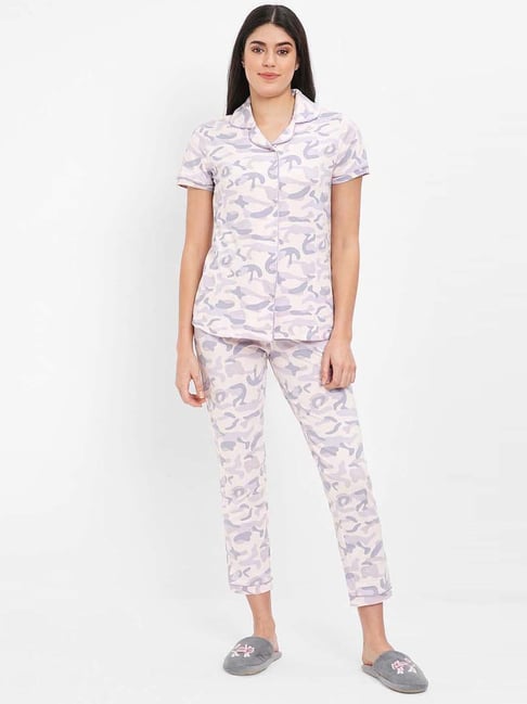 Sweet Dreams Pink Cotton Printed Shirt Pyjama Set