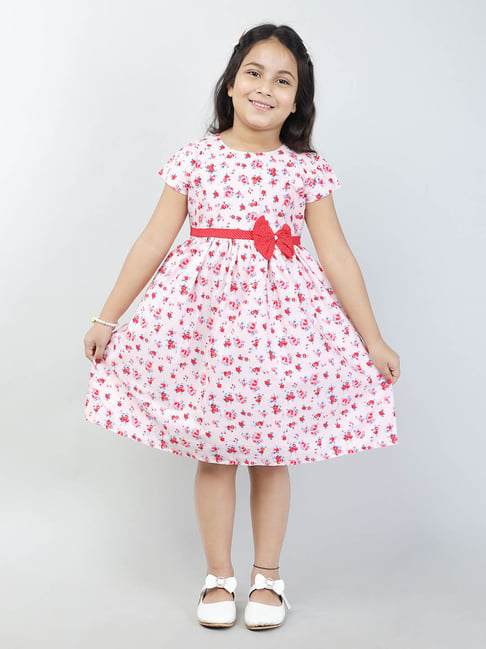 Full-Length Onion Pink Ruffle Sequins Work Kids Gown