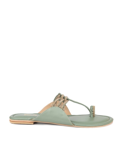 Inc 5 Inc.5 Women's Green Toe Ring Sandals