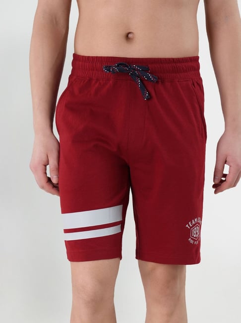 U S Polo Assn U.S. Polo Assn. Red Cotton Regular Fit Striped Shorts