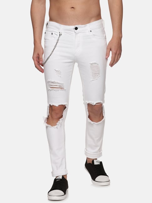 Buy STREET FASHION WHITE RIPPED JEANS for Women Online in India