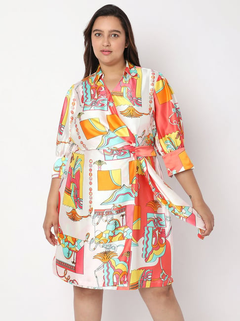 Vero Moda Multicolor Printed Wrap Dress Price in India