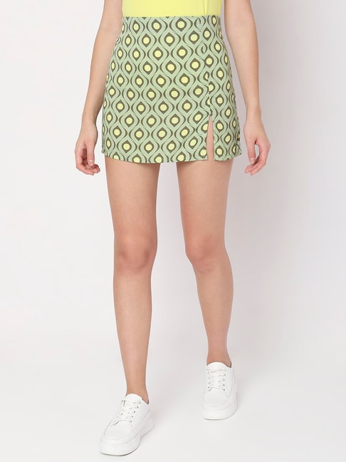 Vero Moda Green Printed Mini Skirt Price in India
