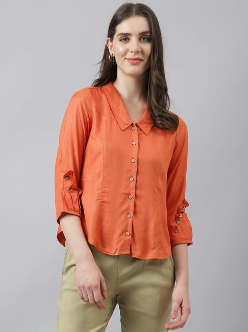 Latin Quarters Orange Regular Fit Shirt Price in India