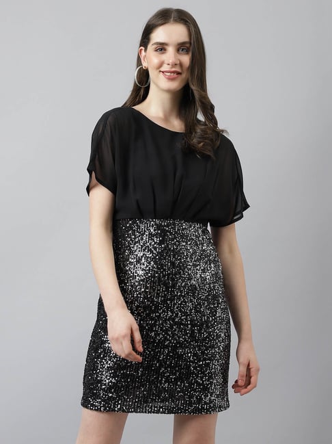 Latin Quarters Black Embellished Shift Dress
