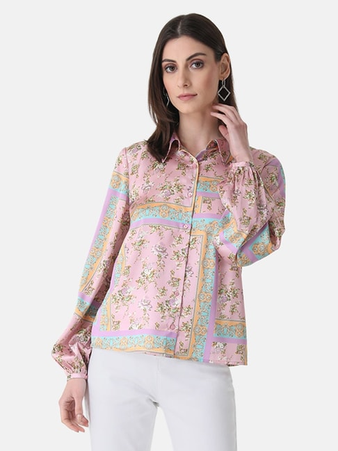 Kazo Pink Printed Casual Shirt Price in India