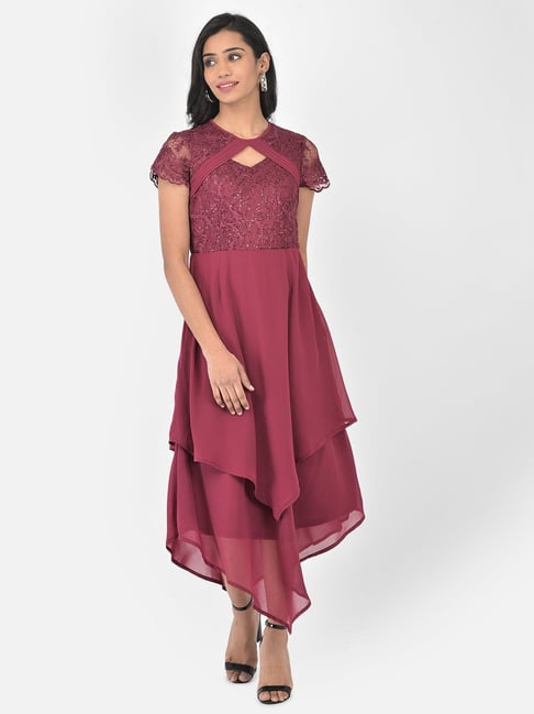 Heavy Embroidered Maroon Designer Gown