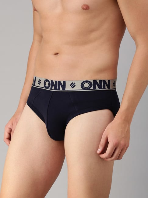 ONN Navy Blue Cotton Regular Fit Briefs Pack Of 3