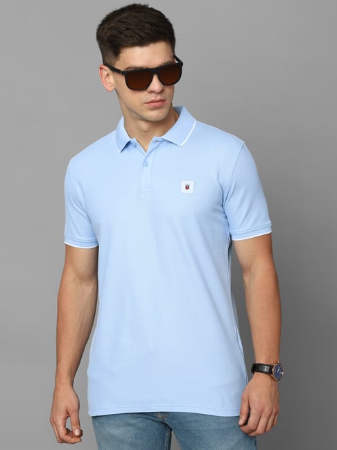 Buy LOUIS PHILIPPE SPORTS Light Blue Mens Solid Polo T-Shirt