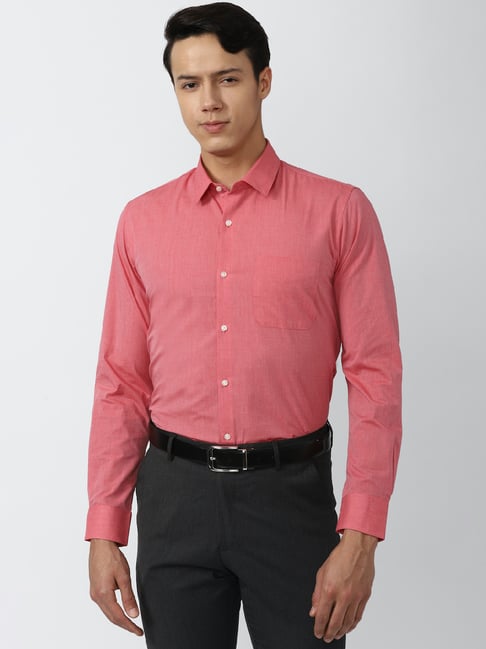 Peter England Pink Regular Fit Printed Shirt