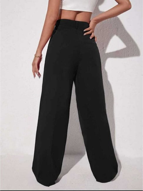 ASOS DESIGN high waisted glitter wide leg suit pants in black - ShopStyle