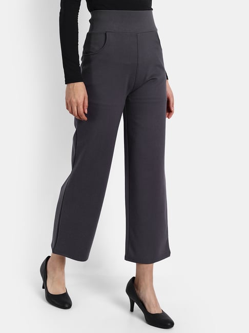 Broadstar Grey Relaxed Fit High Rise Pants