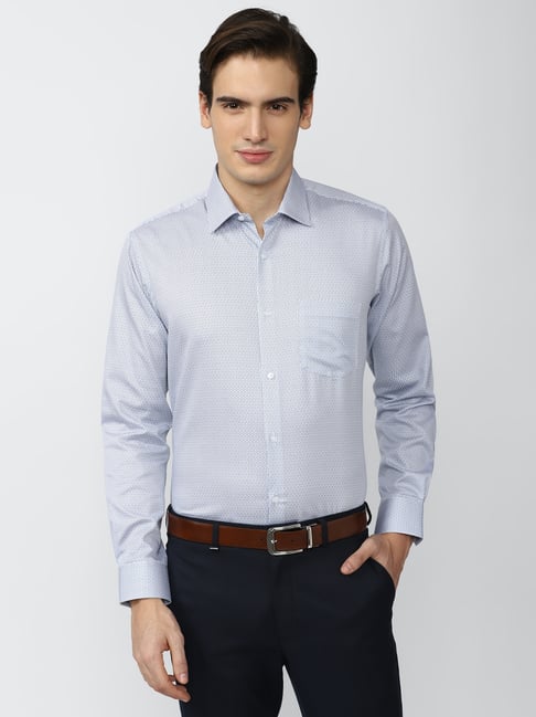 Van Heusen Blue Regular Fit Printed Cotton Shirt