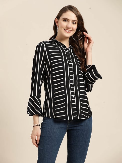 Qurvii Black Striped Shirt-image-36