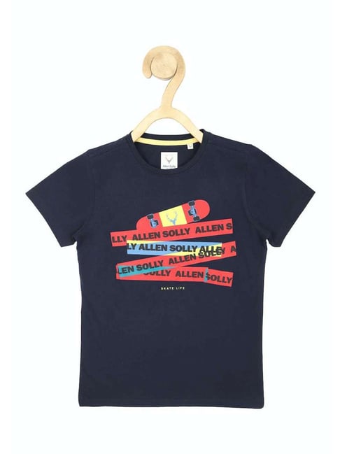 Allen Solly Junior Navy & Red Cotton Printed T-Shirt