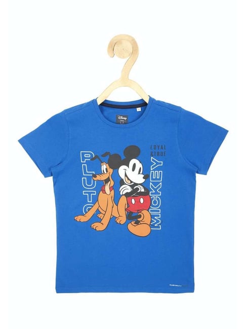 Allen Solly Junior Blue Cotton Printed Mickey T-Shirt