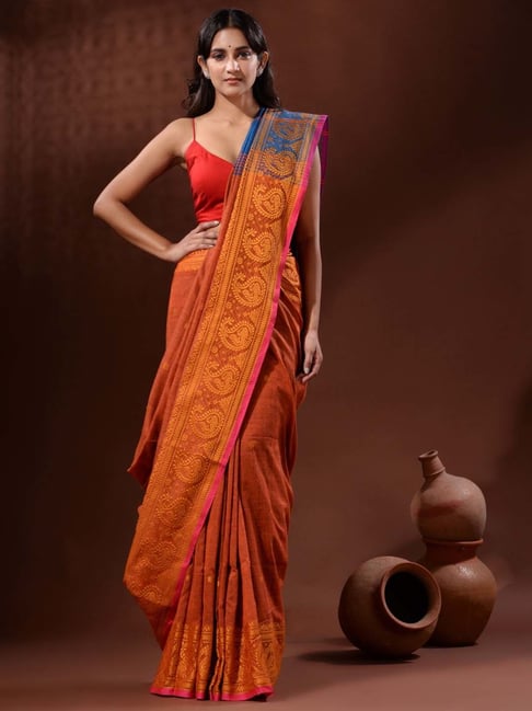 Ishin Orange & Blue Art Silk Woven Design Bhagalpuri Saree – Wholesale  Price App