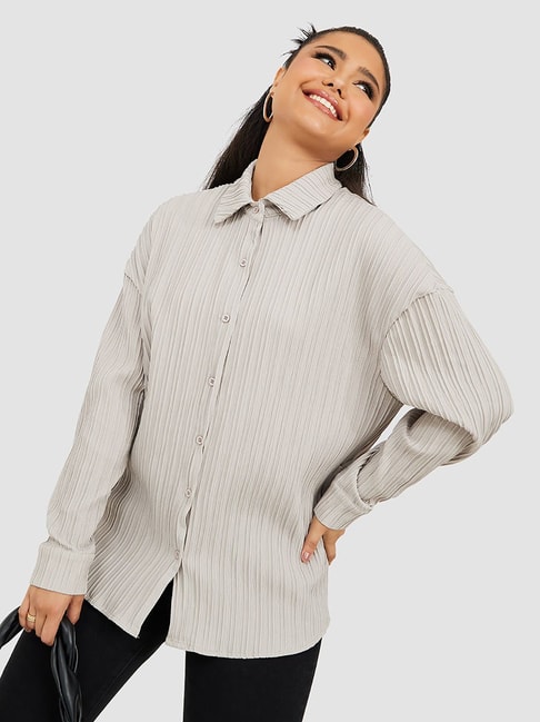 Styli Grey Regular Fit Shirt Price in India