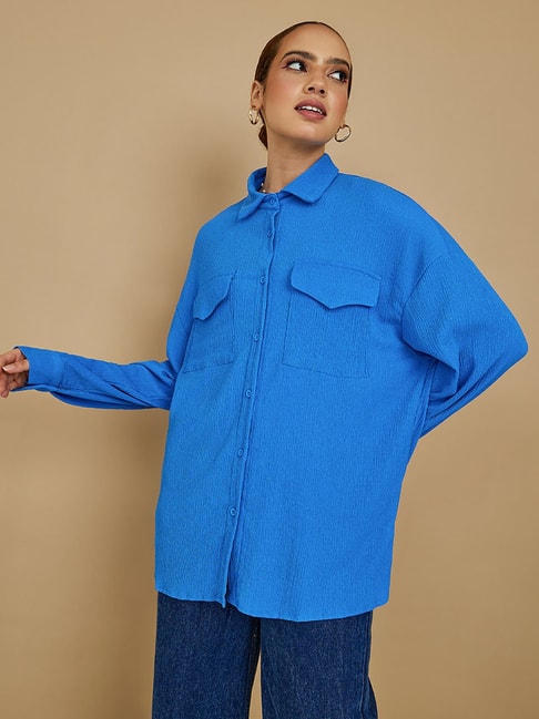 Styli Blue Regular Fit Shirt Price in India