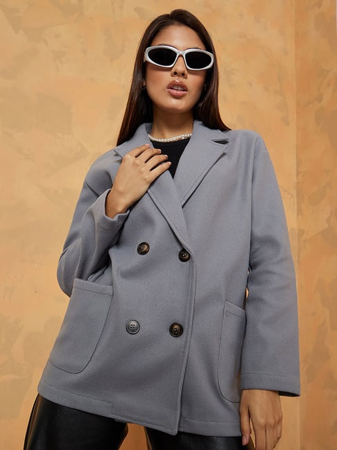 Buy Styli Grey Regular Fit Blazer for Women Online Tata CLiQ