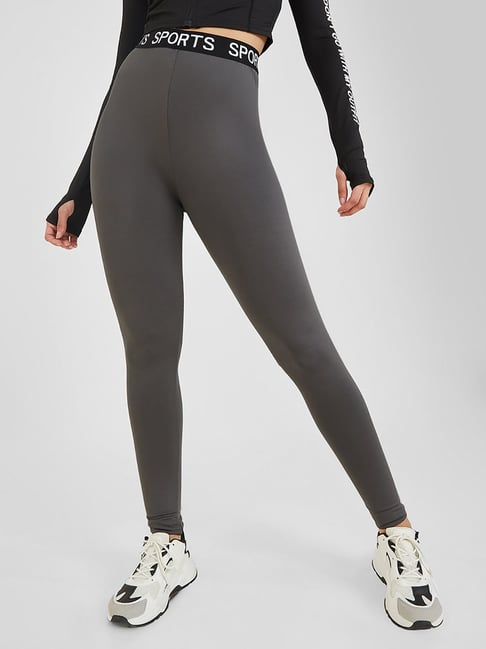 Nike gray Ribbed Just Do It high waisted leggings