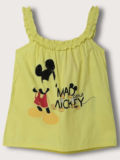 Blue Giraffe Kids Green Cotton Printed Mickey T-Shirt-picture-21