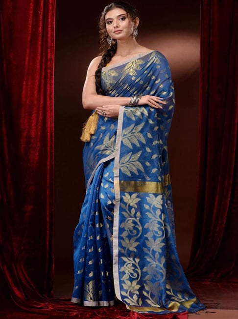 ANAHITA - Traditional Katan Silk Saree in Cobalt Blue & Ruby Red – Trendy  Touch Boutique