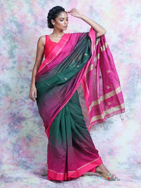 Elegant Light & Dark Pink Colored Sarees By Monastoor