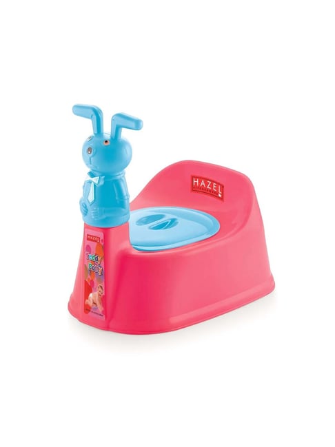 HAZEL Pink & Blue Plastic Teddy-Shaped Baby Toilet Seat With Closing Lid