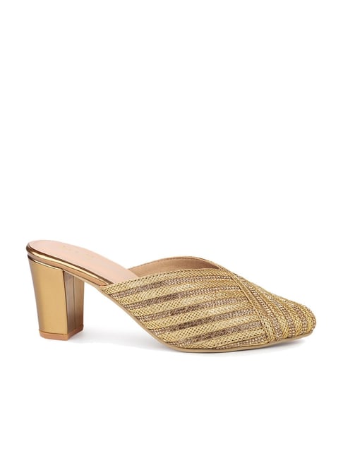 Inc.5 Women's Antique Gold Mule Shoes Price in India