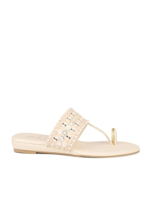 Inc 5 Inc.5 Women's Beige Toe Ring Sandals