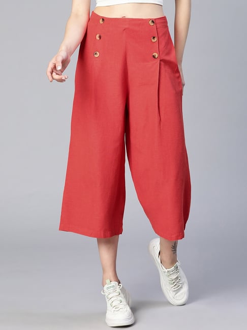 Red High Rise Culottes |193101901-chili-Oil